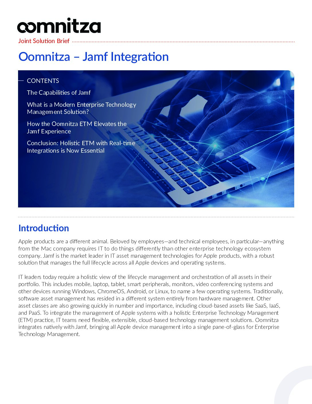 Featured image for Oomnitza - Jamf Integration Solution Brief