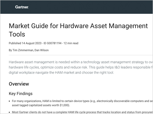 Featured image for Gartner® Market Guide for Hardware Asset Management Tools