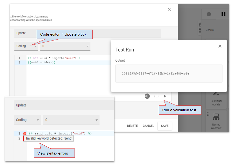 Update Block and coding tools