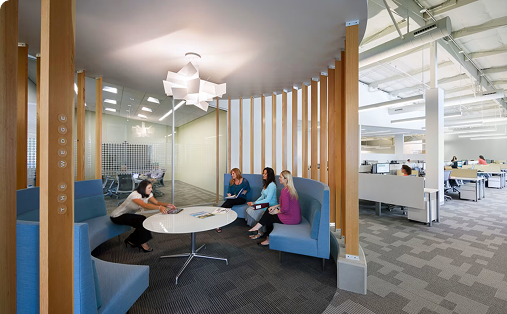 PDS Health office modern round collaboration space